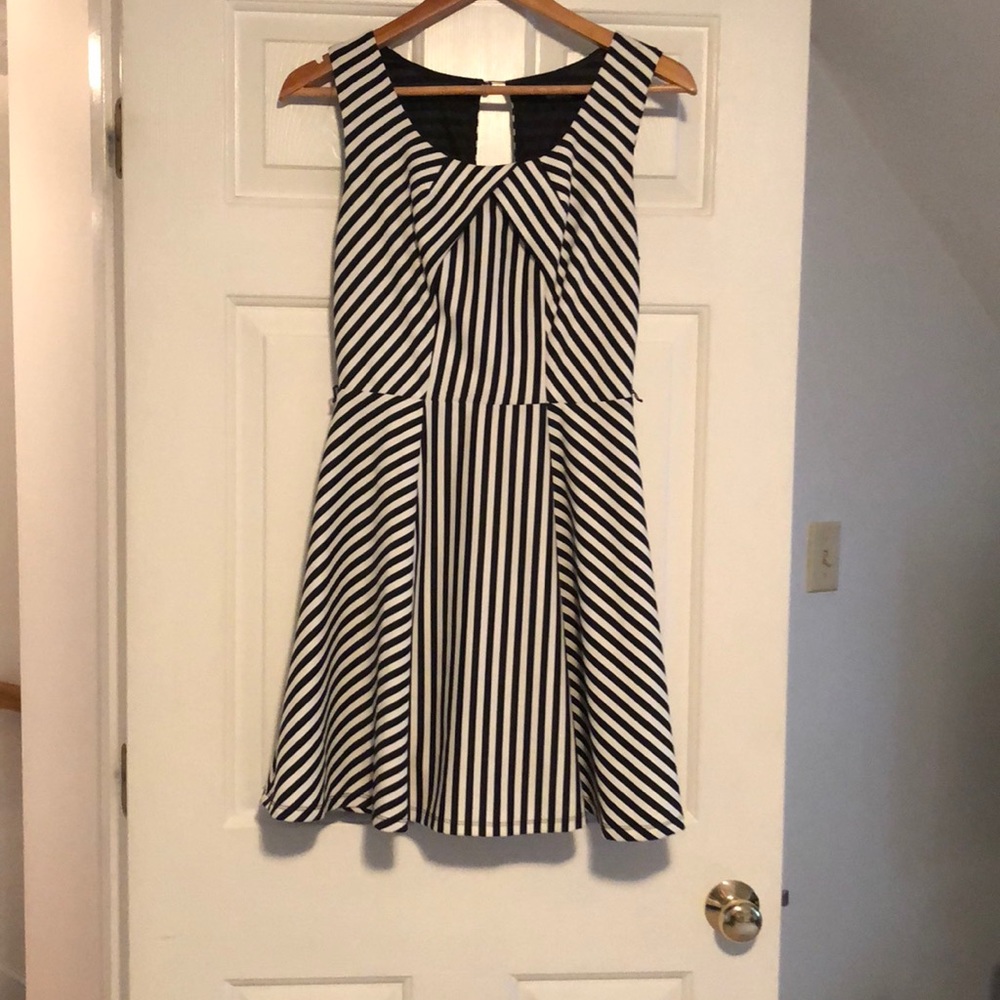 Black and white striped dress